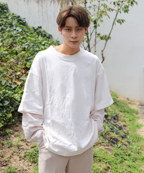 coen by Mr.SZK（コーエンバイミスタースズキ）の「フェイクレイヤードビッグＴシャツ【coen × Mr.SZK】（Tシャツ/カットソー・メンズ・ホワイト/グレー/ブラック・LARGE/MEDIUM/SMALL/X-LARGE）」の4枚目の写真