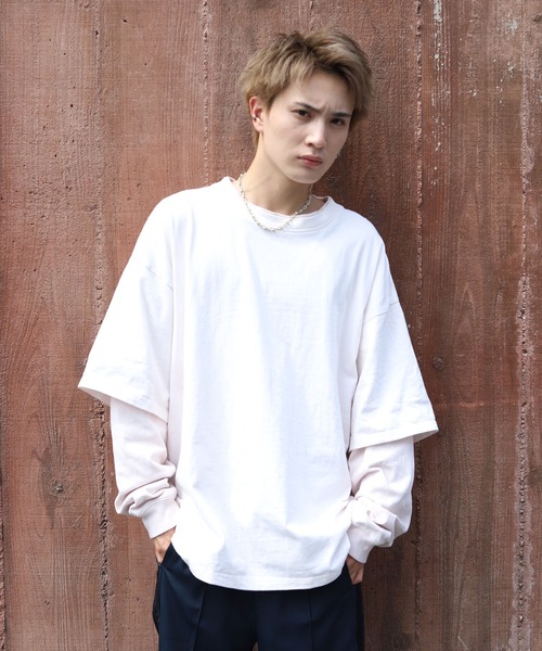 coen by Mr.SZK（コーエンバイミスタースズキ）の「フェイクレイヤードビッグＴシャツ【coen × Mr.SZK】（Tシャツ/カットソー・メンズ・ホワイト/グレー/ブラック・LARGE/MEDIUM/SMALL/X-LARGE）」の7枚目の写真