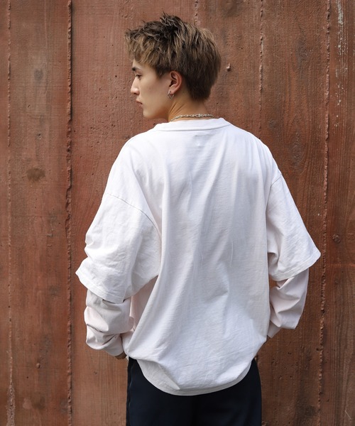 coen by Mr.SZK（コーエンバイミスタースズキ）の「フェイクレイヤードビッグＴシャツ【coen × Mr.SZK】（Tシャツ/カットソー・メンズ・ホワイト/グレー/ブラック・LARGE/MEDIUM/SMALL/X-LARGE）」の8枚目の写真