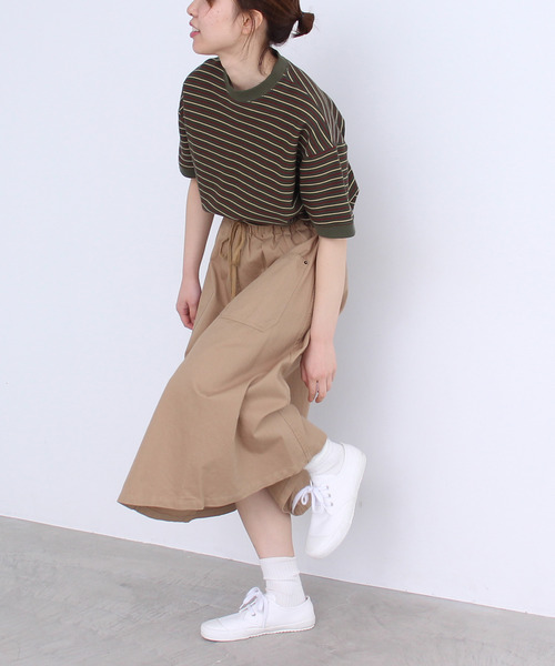 PAR ICI(パーリッシィ)の「ヘリンボンボーダー Tシャツ(Tシャツ/カットソー・レディース・カーキ/ブラウン・FREE)」の18枚目の写真