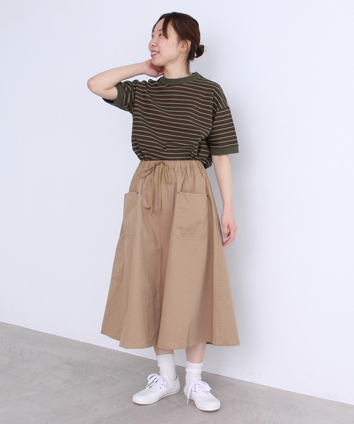 PAR ICI(パーリッシィ)の「ヘリンボンボーダー Tシャツ(Tシャツ/カットソー・レディース・カーキ/ブラウン・FREE)」の19枚目の写真