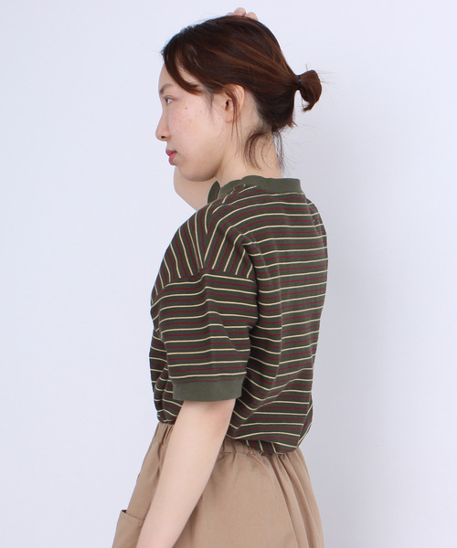 PAR ICI(パーリッシィ)の「ヘリンボンボーダー Tシャツ(Tシャツ/カットソー・レディース・カーキ/ブラウン・FREE)」の16枚目の写真