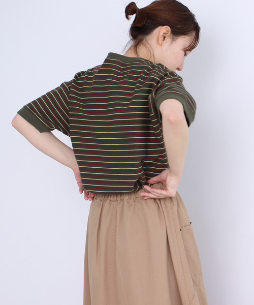 PAR ICI(パーリッシィ)の「ヘリンボンボーダー Tシャツ(Tシャツ/カットソー・レディース・カーキ/ブラウン・FREE)」の17枚目の写真
