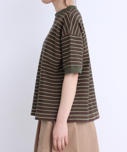 PAR ICI(パーリッシィ)の「ヘリンボンボーダー Tシャツ(Tシャツ/カットソー・レディース・カーキ/ブラウン・FREE)」の22枚目の写真