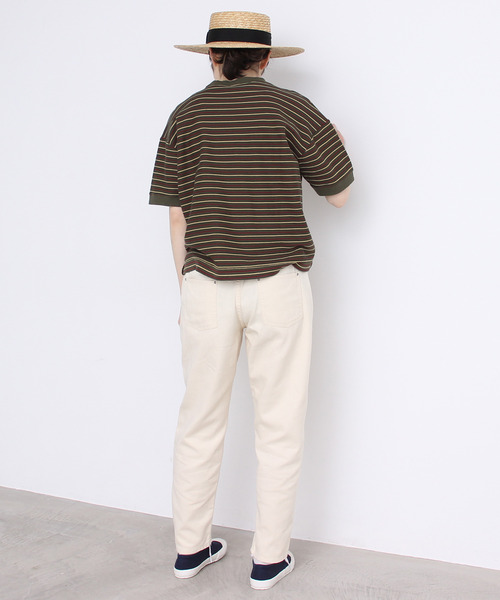 PAR ICI(パーリッシィ)の「ヘリンボンボーダー Tシャツ(Tシャツ/カットソー・レディース・カーキ/ブラウン・FREE)」の10枚目の写真