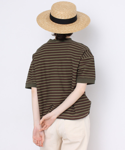 PAR ICI(パーリッシィ)の「ヘリンボンボーダー Tシャツ(Tシャツ/カットソー・レディース・カーキ/ブラウン・FREE)」の6枚目の写真