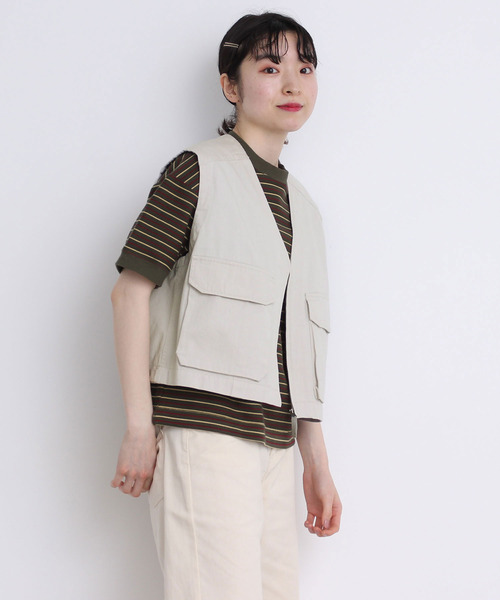 PAR ICI(パーリッシィ)の「ヘリンボンボーダー Tシャツ(Tシャツ/カットソー・レディース・カーキ/ブラウン・FREE)」の12枚目の写真