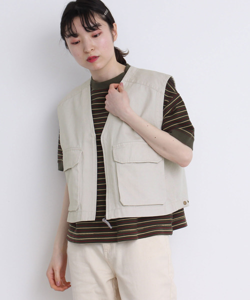 PAR ICI(パーリッシィ)の「ヘリンボンボーダー Tシャツ(Tシャツ/カットソー・レディース・カーキ/ブラウン・FREE)」の11枚目の写真