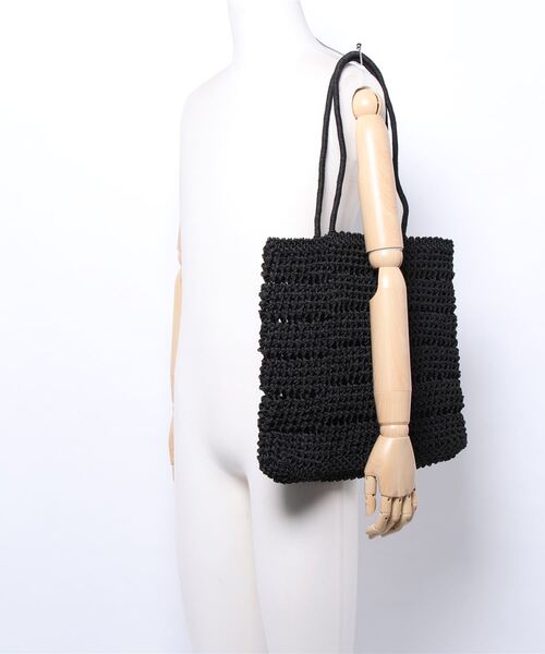 note et silence （ノートエシロンス）の「ナイロン透かし編みバッグ（トートバッグ・レディース・ピンク/ブラック・FREE）」の5枚目の写真