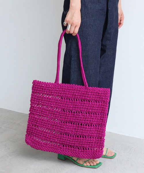 note et silence （ノートエシロンス）の「ナイロン透かし編みバッグ（トートバッグ・レディース・ピンク/ブラック・FREE）」の7枚目の写真
