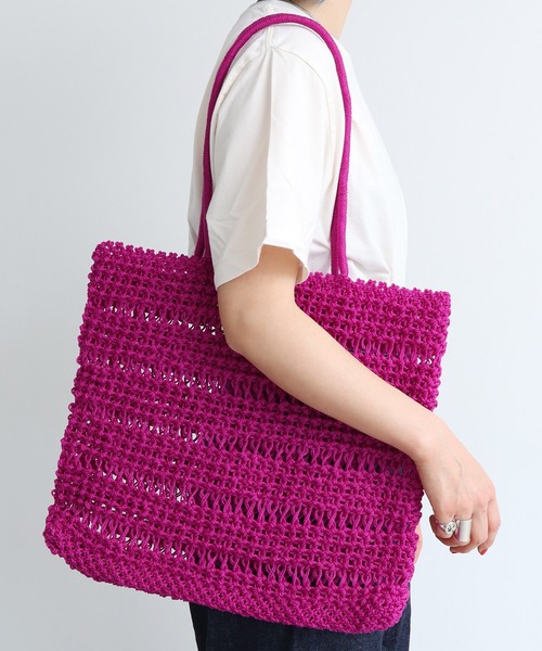 note et silence （ノートエシロンス）の「ナイロン透かし編みバッグ（トートバッグ・レディース・ピンク/ブラック・FREE）」の20枚目の写真
