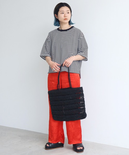 note et silence （ノートエシロンス）の「ナイロン透かし編みバッグ（トートバッグ・レディース・ピンク/ブラック・FREE）」の9枚目の写真