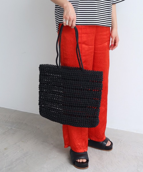 note et silence （ノートエシロンス）の「ナイロン透かし編みバッグ（トートバッグ・レディース・ピンク/ブラック・FREE）」の14枚目の写真