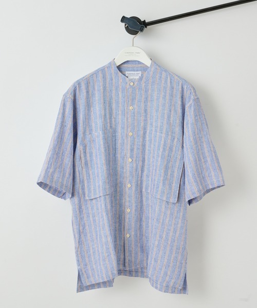 CIAOPANIC TYPY（チャオパニックティピー）の「麻レーヨンストライプ半袖シャツ（シャツ/ブラウス・メンズ・オレンジ/ブルー/アイボリー・MEDIUM/LARGE）」の16枚目の写真