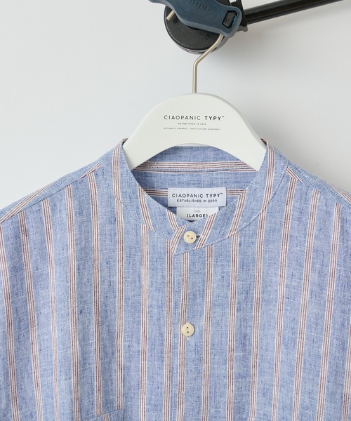 CIAOPANIC TYPY（チャオパニックティピー）の「麻レーヨンストライプ半袖シャツ（シャツ/ブラウス・メンズ・オレンジ/ブルー/アイボリー・MEDIUM/LARGE）」の10枚目の写真