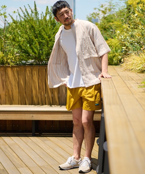 CIAOPANIC TYPY（チャオパニックティピー）の「麻レーヨンストライプ半袖シャツ（シャツ/ブラウス・メンズ・オレンジ/ブルー/アイボリー・MEDIUM/LARGE）」の5枚目の写真