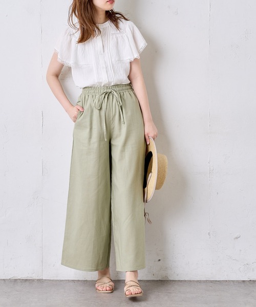 natural couture（ナチュラルクチュール）の「シンプルリネンリラックスパンツ（その他パンツ・レディース・アイボリー/ブラック/カーキ・FREE）」の3枚目の写真