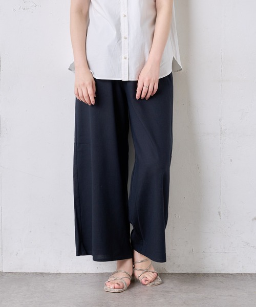 natural couture（ナチュラルクチュール）の「シンプルリネンリラックスパンツ（その他パンツ・レディース・アイボリー/ブラック/カーキ・FREE）」の2枚目の写真