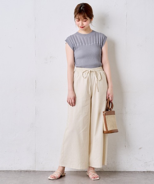 natural couture（ナチュラルクチュール）の「シンプルリネンリラックスパンツ（その他パンツ・レディース・アイボリー/ブラック/カーキ・FREE）」の8枚目の写真