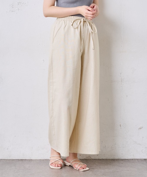 natural couture（ナチュラルクチュール）の「シンプルリネンリラックスパンツ（その他パンツ・レディース・アイボリー/ブラック/カーキ・FREE）」の4枚目の写真