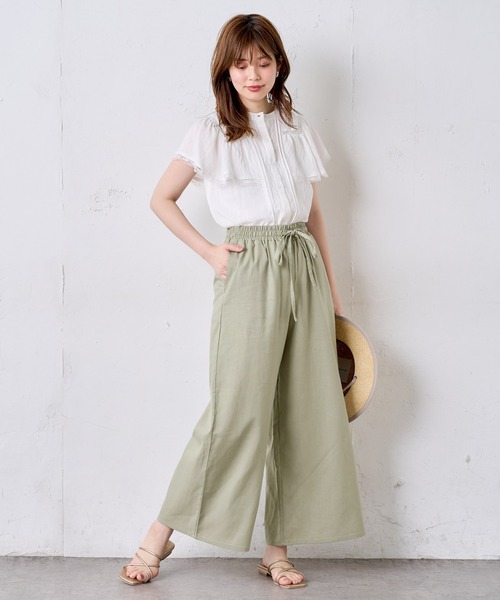 natural couture（ナチュラルクチュール）の「シンプルリネンリラックスパンツ（その他パンツ・レディース・アイボリー/ブラック/カーキ・FREE）」の19枚目の写真