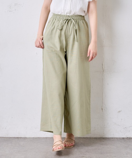 natural couture（ナチュラルクチュール）の「シンプルリネンリラックスパンツ（その他パンツ・レディース・アイボリー/ブラック/カーキ・FREE）」の14枚目の写真