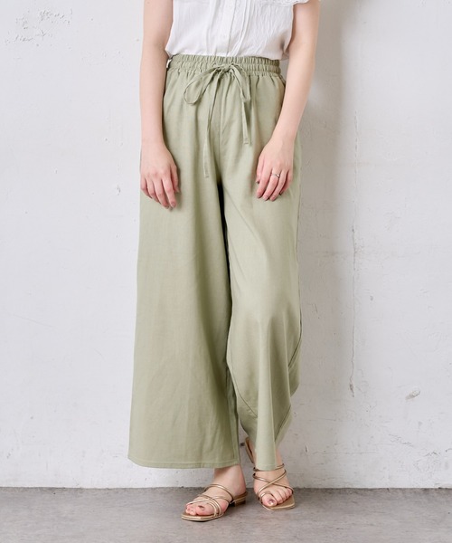 natural couture（ナチュラルクチュール）の「シンプルリネンリラックスパンツ（その他パンツ・レディース・アイボリー/ブラック/カーキ・FREE）」の12枚目の写真