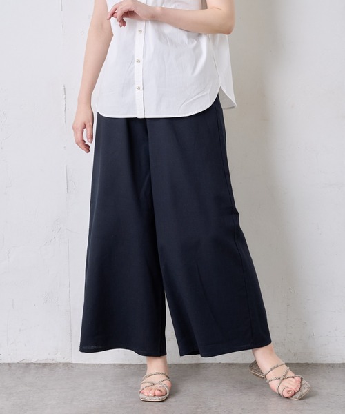 natural couture（ナチュラルクチュール）の「シンプルリネンリラックスパンツ（その他パンツ・レディース・アイボリー/ブラック/カーキ・FREE）」の6枚目の写真