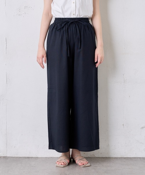 natural couture（ナチュラルクチュール）の「シンプルリネンリラックスパンツ（その他パンツ・レディース・アイボリー/ブラック/カーキ・FREE）」の5枚目の写真