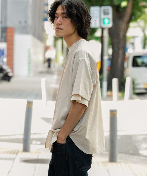 ITEMS URBANRESEARCH（アイテムズ アーバンリサーチ）の「ナイロンノーカラー半袖シャツ（シャツ/ブラウス・メンズ・ブラック/ベージュ/カーキ・MEDIUM/LARGE）」の4枚目の写真