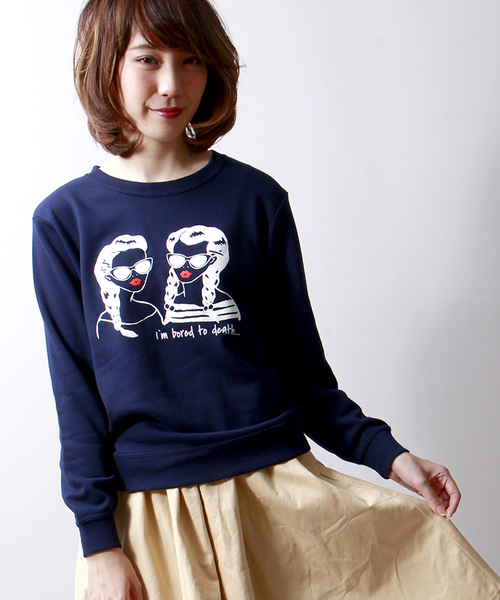 WEGO（ウィゴー）の「WEGO/ガールプリントスウェット（スウェット・レディース・ホワイト/ダークグリーン/ネイビー/ワイン・FREE）」の3枚目の写真