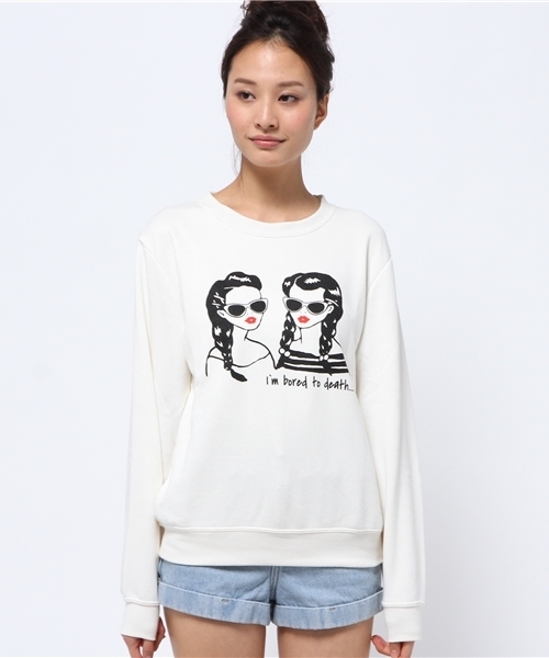 WEGO（ウィゴー）の「WEGO/ガールプリントスウェット（スウェット・レディース・ホワイト/ダークグリーン/ネイビー/ワイン・FREE）」の8枚目の写真