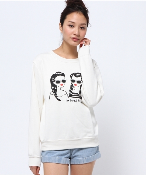 WEGO（ウィゴー）の「WEGO/ガールプリントスウェット（スウェット・レディース・ホワイト/ダークグリーン/ネイビー/ワイン・FREE）」の14枚目の写真