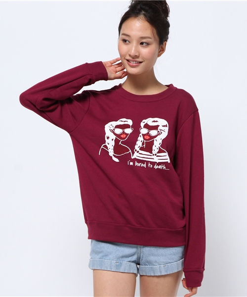 WEGO（ウィゴー）の「WEGO/ガールプリントスウェット（スウェット・レディース・ホワイト/ダークグリーン/ネイビー/ワイン・FREE）」の7枚目の写真