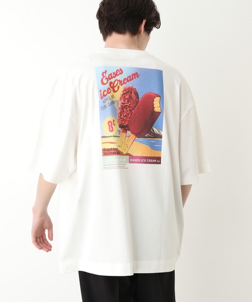 JUNRED(ジュンレッド)の「レトロポスターアイスクリームTee(Tシャツ/カットソー・メンズ・ホワイト/ミント/サックスブルー・M/S/L)」の1枚目の写真