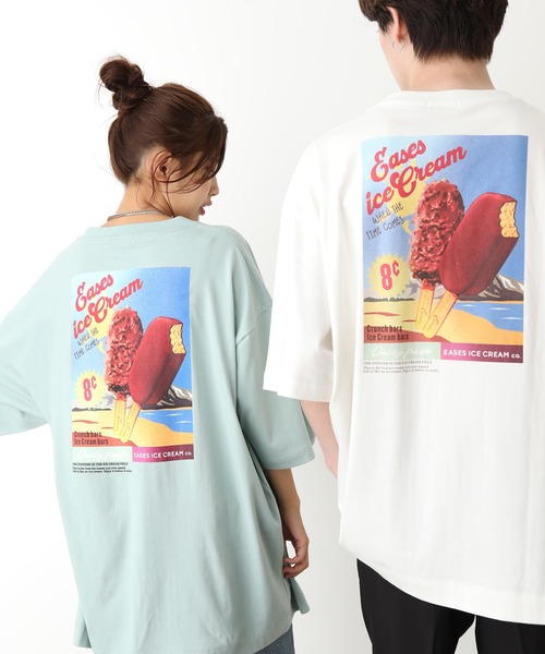 JUNRED(ジュンレッド)の「レトロポスターアイスクリームTee(Tシャツ/カットソー・メンズ・ホワイト/ミント/サックスブルー・M/S/L)」の10枚目の写真