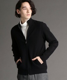 MONSIEUR NICOLE | ジャカード スタンドニットブルゾン(ニット/セーター)