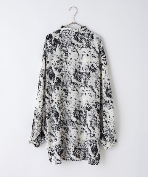 forksy.】ペイント柄ノーカラーオーバーサイズシャツ forksy