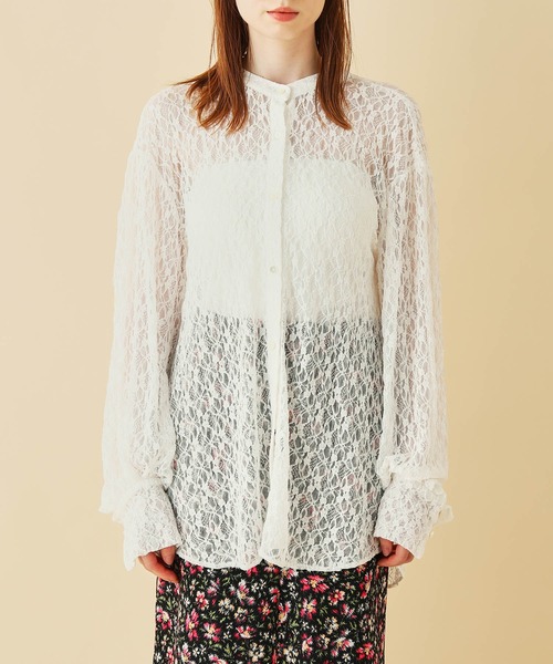 MADEMOISELLE ROPE'（マドモアゼル ロペ）の「ボリュームスリーブフラワーレースブラウス（シャツ/ブラウス・レディース・ホワイト/ブラック・38）」の10枚目の写真