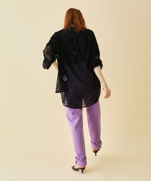 MADEMOISELLE ROPE'（マドモアゼル ロペ）の「ボリュームスリーブフラワーレースブラウス（シャツ/ブラウス・レディース・ホワイト/ブラック・38）」の7枚目の写真