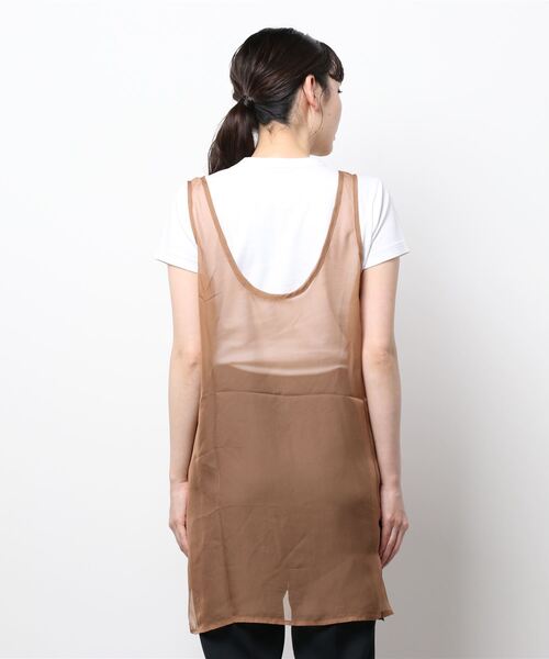nemne store(ネンネストア)の「サイドリボンシアーベストワンピ(チュニック・レディース・オフホワイト/モカ・フリー)」の4枚目の写真