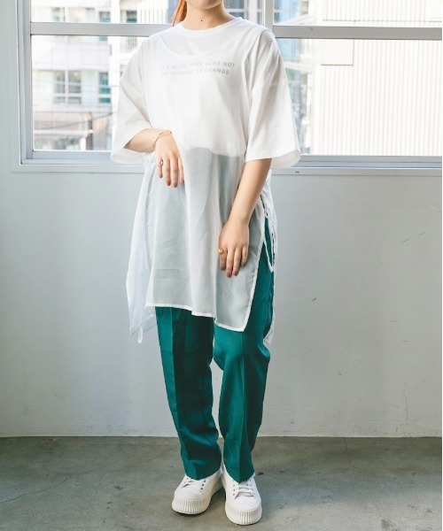 nemne store(ネンネストア)の「サイドリボンシアーベストワンピ(チュニック・レディース・オフホワイト/モカ・フリー)」の13枚目の写真