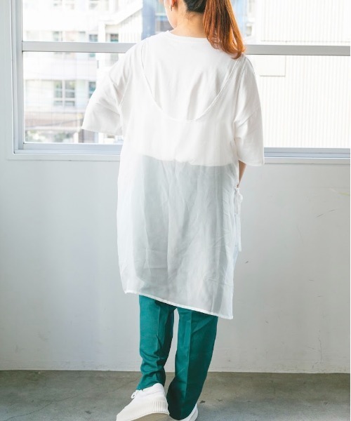 nemne store(ネンネストア)の「サイドリボンシアーベストワンピ(チュニック・レディース・オフホワイト/モカ・フリー)」の15枚目の写真
