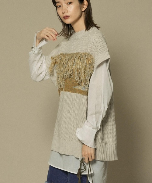 KBF（ケイビーエフ）の「MIXカラーランダムフリンジベスト（ベスト