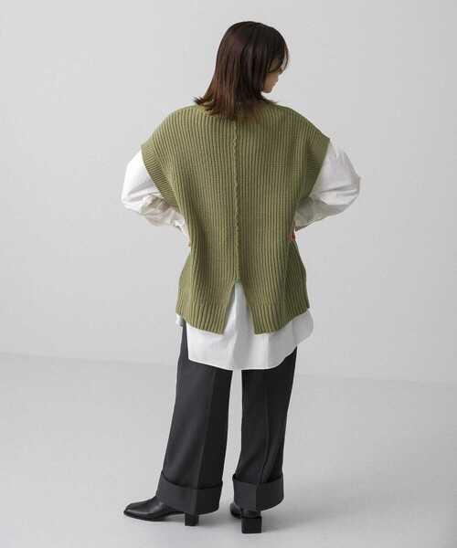 KBF(ケイビーエフ)の「MIXカラーランダムフリンジベスト(ベスト・レディース・ライトグレー/ネイビー/オリーブ・ONE)」の9枚目の写真