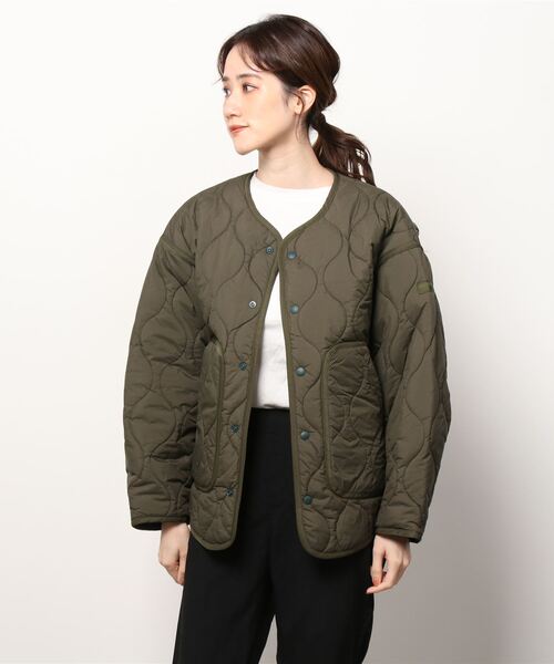 WILD THINGS（ワイルドシングス）の「【WILDTHINGS / ワイルドシングス】W'S NO COLLAR QUILTED JACKET｜ノーカラーキルティッドジャケット（ノーカラージャケット・レディース・ブラック/オリーブドラブ/アッシュグレー/マスタード・M/S）」の4枚目の写真