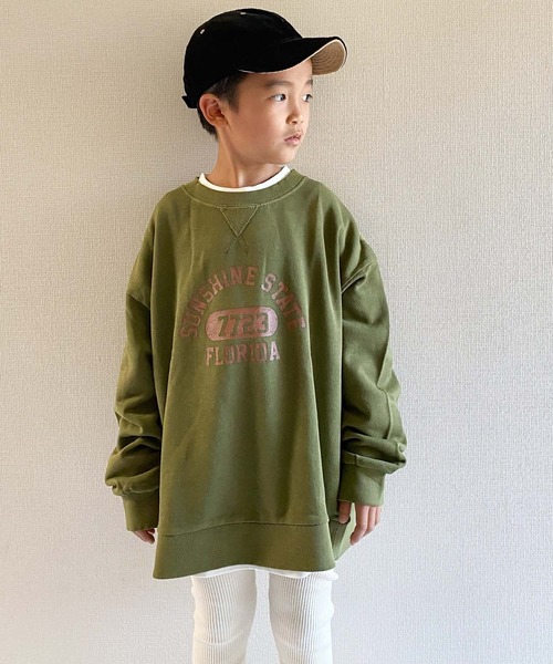 CIAOPANIC TYPY（チャオパニックティピー）の「【KIDS】ピグメントカレッジスウェット（スウェット・キッズ・ホワイト/チャコールグレー/ベージュ/カーキ/オレンジ・SMALL/MEDIUM/LARGE/X-LARGE/XX-LARGE）」の4枚目の写真