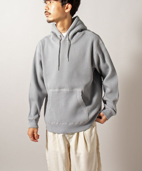 GLOSTER（グロスター）の「【GLOSTER/グロスター】鬼ワッフルフーディ プルオーバーパーカー ヘビーウエイト（パーカー・メンズ・グレー/キナリ・MEDIUM/LARGE）」の3枚目の写真