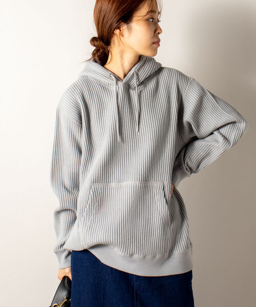 GLOSTER（グロスター）の「【GLOSTER/グロスター】鬼ワッフルフーディ プルオーバーパーカー ヘビーウエイト（パーカー・メンズ・グレー/キナリ・MEDIUM/LARGE）」の6枚目の写真