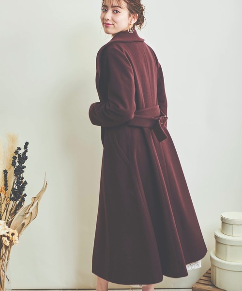 NOELA（ノエラ）の「ショールカラーウールトレンチコート（トレンチコート・レディース・ボルドー/オフホワイト/ラベンダー・S/M）」の9枚目の写真